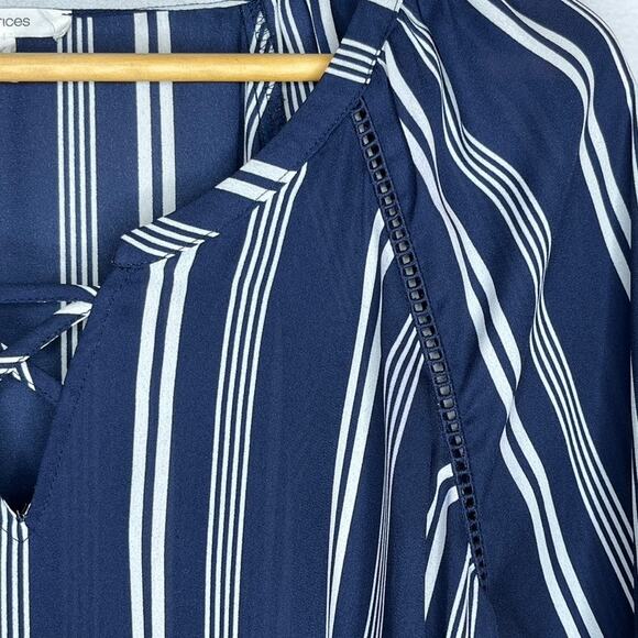 Maurices Striped Lattice Tunic Pop Over Blouse Size Large - Picture 3 of 8